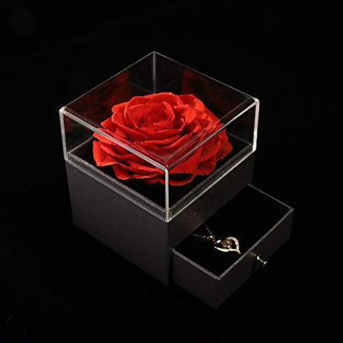 Handmade Fresh Flower Rose with Heart Necklace -  Gift for Valentine's Day